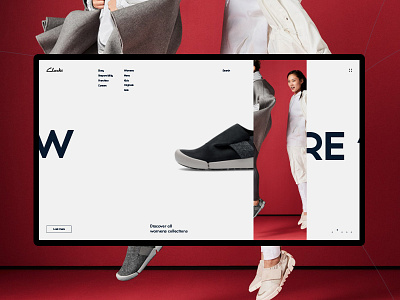 Clarks clean design fullscreen grid minimal site web