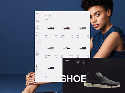Clarks—New case on Behance. clean ecommerce fullscreen interface minimal shop site store