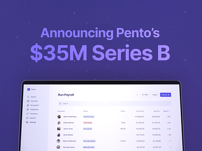 Series B — Announcement announcement deck payroll pento pitch deck product design series a series a series b series b slides