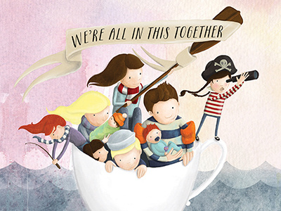 We're all in this together! greeting cards illustration