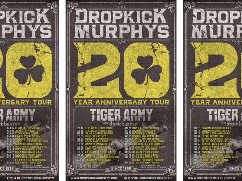 Dropkick Murphys 20th Anniversary Tour Poster punk poster music typography dropkick murphys