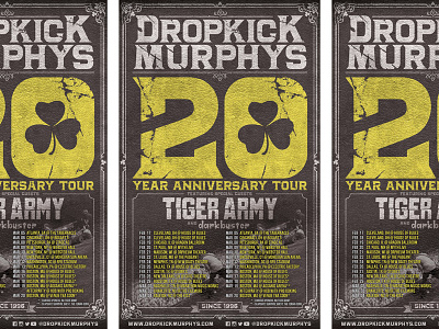Dropkick Murphys 20th Anniversary Tour Poster dropkick murphys music poster punk typography