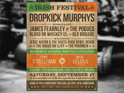 Dropkick Murphys & Murphys Boxing Poster boxing boxing poster dropkick murphys irish irish festival murphys boxing new hampshire old school retro the pogues typography vintage
