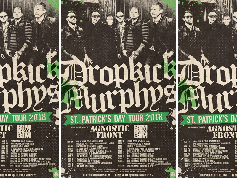 Dropkick Murphys - St. Patrick's Day Tour 2018 tour poster band music poster rock punk rock st. patricks day dropkick murphys