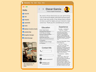 Apple Resume - Hire Me at your retail stores Apple! apple graphic design mac resume ui