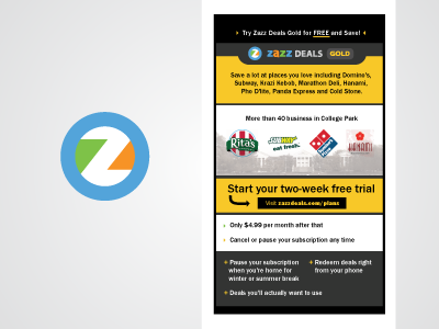 Zazz Deals Gold Email Promotion college park email free trial maryland promotion