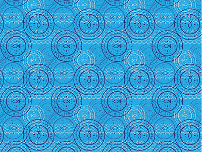 I am not the wise old fish blue david foster wallace fish pattern stamp water waves