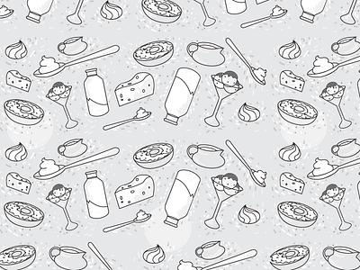 Dairy icons illustration pattern bagel cheese cream dairy food ice cream icons illustration milk pattern spoon vegan