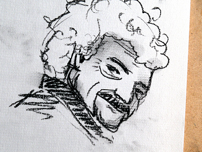 Kurt Vonnegut yo author charcoal curly hair illustration literature mustache pencil portrait quick sketch smudge