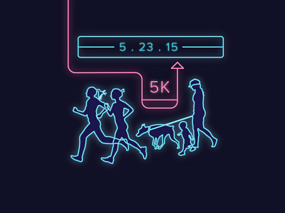 Glow Dog Glow 5K Facebook Ad advertising dogs exercise facebook glow illustrator neon pets promotion race running walking