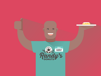 Randy bald character donut frame happy illustration smile thumbs up