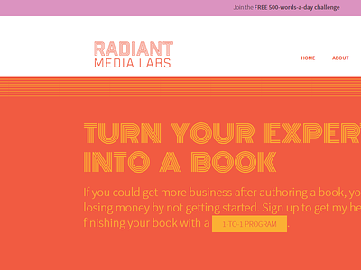 Radiant Media Labs Website homepage marketing monoton orange purple raleway site web wordpress