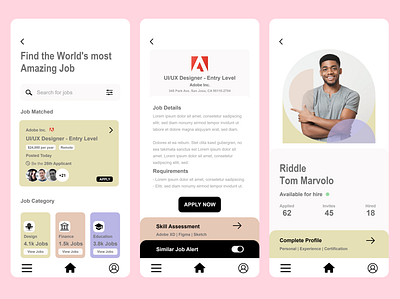 Job Hunt App mobile design product design ui