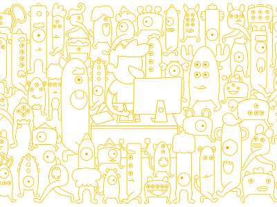 Monster Party illustration monster outline vector yellow