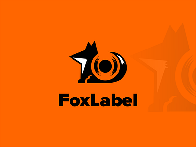 Fox label logo animal branding creative disc fox fox illustration fox logo foxes foxy label lettering logo design minimal music negative space