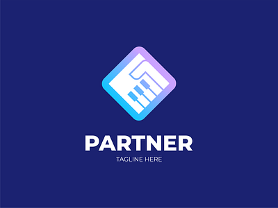 Partner MUSIC logo branding creative label logo logo design minimal music negative space partner partner business partners partnership piano production
