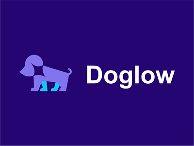 Doglow akdesain animal creative dog dog logo doggy glow logo design negative space pets pets logo shine stars veterinary