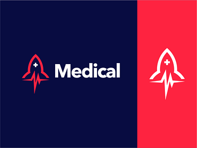 Rocket Medical akdesain branding creative health logo healthy line logo design medical logo minimal negative space rocket rocket logo rockets rocketship