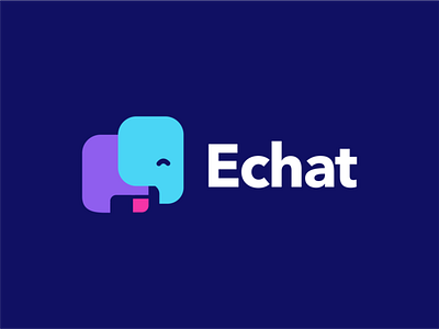 Echat akdesain akdesian bubble chat chat chit caht chit chat creative elegant elephant elephant logo elephants lettering logo design minimal negative space