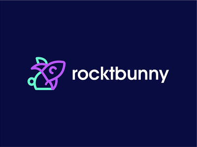 rocket bunny akdesain branding bunny creative illustration logo design minimal negative space rocket rocket logo rockets rocketship typography