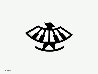 Eagle music akdesain bird black branding combination creative eagle illustration line line art logo design logo type minimal music negative space piano producer song typography vector