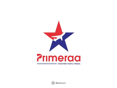 Primeraa Logo air plane akdesain creative design illustration logo design minimal negative space stars travel travel agency travel app traveling travelling