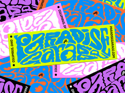 Paradise Stickers bumper sticker lettering psychadelic