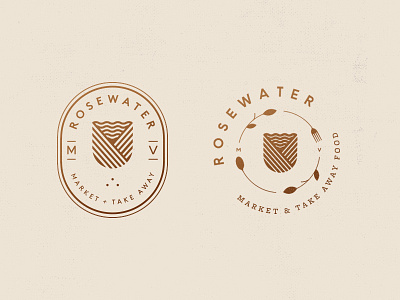 Rosewater badge branding brown std freight micro grocery logo rose vector