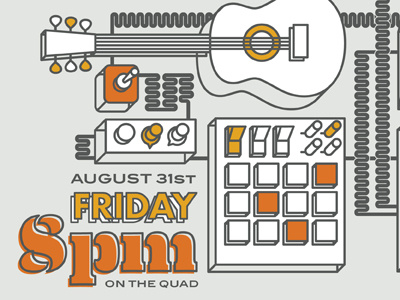 Friday, August 31st blair concert eames futura illustration instruments poster typography vector