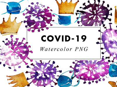 Watercolor Coronavirus illustrations clipart cliparts confination corona virus coronavirus covid covid 19 covid 19 covid19 creative market creativemarket lockdown mask pandemia stayhome virus watercolor watercolor illustration watercolor painting watercolors