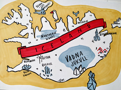 Illustrated map of Iceland