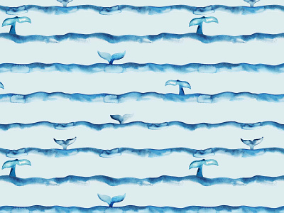 Whale stripped pattern - Nautical Seamless Print fabric hand drawn illustration nautical ocean ocean life oceanic pattern print sea seamless stripes stripped textile watercolor watercolor art whale