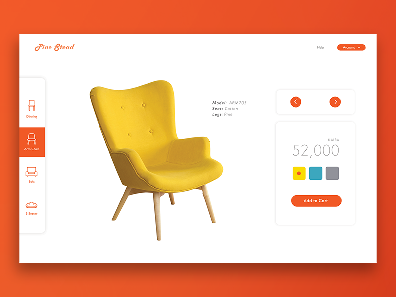 Furniture Catalog Concept check out web design landing page minimalist clean design ux ui