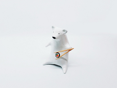 The Sushi Polar Bear bear character clay design handmade illustration miniature minimalist polar sculpture sushi