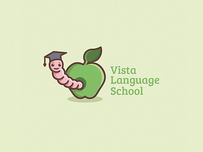 Vista Language School apple design icon illustration kid art language learning logo