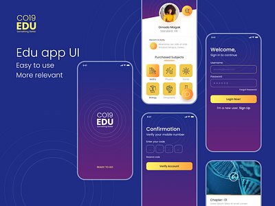 Covid 19 Education App UI app design flat icon illustration minimal ui ux vector web
