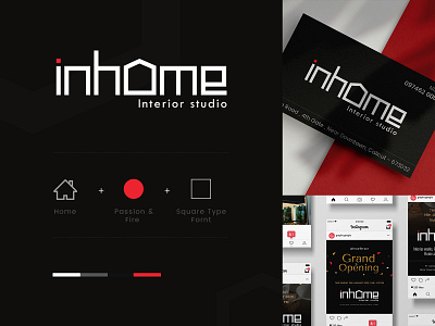 Inhome Interior Studio branding design flat icon illustration logo vector
