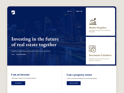 Web for an Investment Advisory landing page real estate ui design website