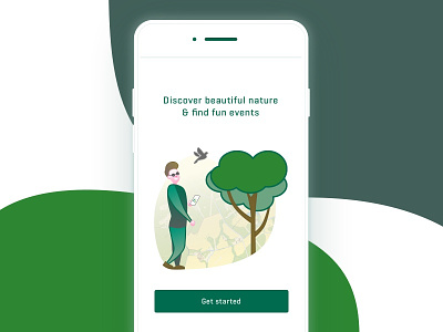 Onboarding for a nature app app ui chill illustration map mobile nature onboarding tree ui design