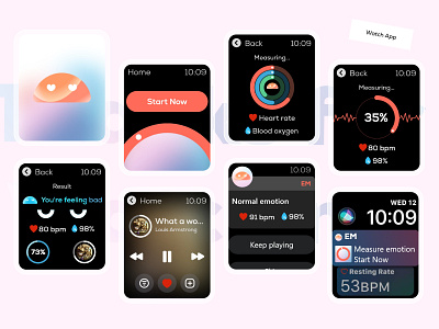 EM - Watch Version adobe xd app app design design emotion figma music ui uiux user interface watch watch app