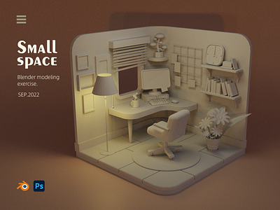 Small space modeling exercise. 3d blender