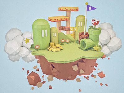 Island 3d cinema4d mario practice