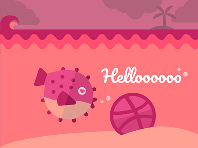Hello baby first love first post fish eye hello dribbble illustration love welcome