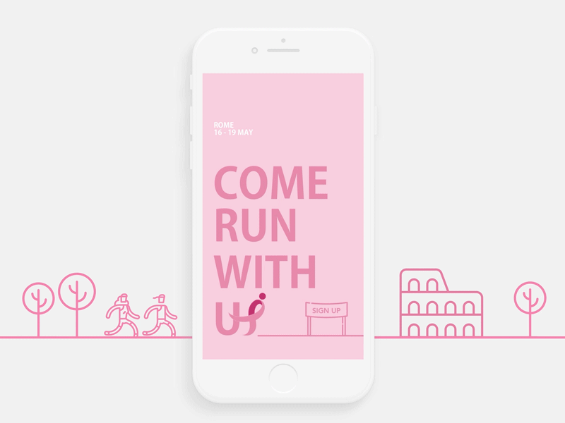 DailyUI 001 - Signup app concept app daily ui daily ui 001 mobile app principle prototype animation race for the cure signup ui design