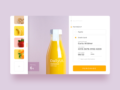 DailyUI 002 - Credit Card Checkout 002 checkout credit card credit card checkout daily ui 002 e commerce juice bar ui uidesign web design