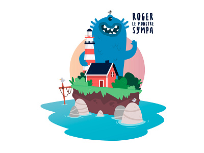 Roger, le monstre sympa character hello illustration illustrator island monster sympa