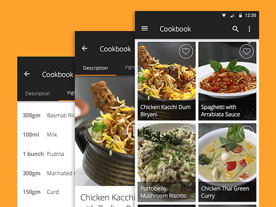 Cookbook Concept android cookbook feed food material design mosaic recipe thumbnail