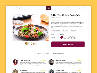 E-Commerce Food Product Page burgundy ecommerce food gallery product ratings review