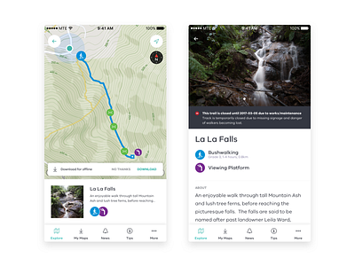 Outdoor Recreation app bushwalking ios ui