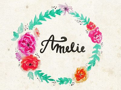 Amelie amelie floral flowers hand drawn name paint typo typography watercolor